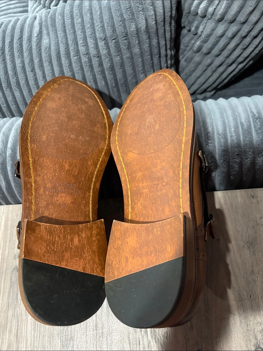 Men's Double Monk Strap Oxfords in Cognac Brown